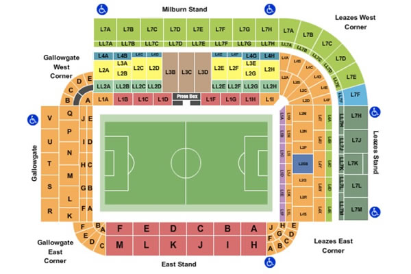 St. James' Park, Newcastle, Newcastle, United Kingdom Seating Plan